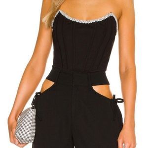 H:ours Revolve Black Sandy Boned Corset Top Size Medium Women’s NWT